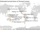 This map shows the estimated arrival times of expected tsunami waves, triggered by the March 11 Sendai earthquake.