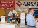 Mark Hammond, N8MH (white shirt), and Dieter Schliemann, KX4Y (blue shirt), at the AMSAT booth at the 2007 Dayton Hamvention. 