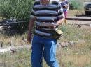 Paul Voorhees, W7PV, of Seabeck, Washington, learns how to do 80 meter ARDF at the pre-championships training camp on Thursday. [Joe Moell, K0OV, Photo]